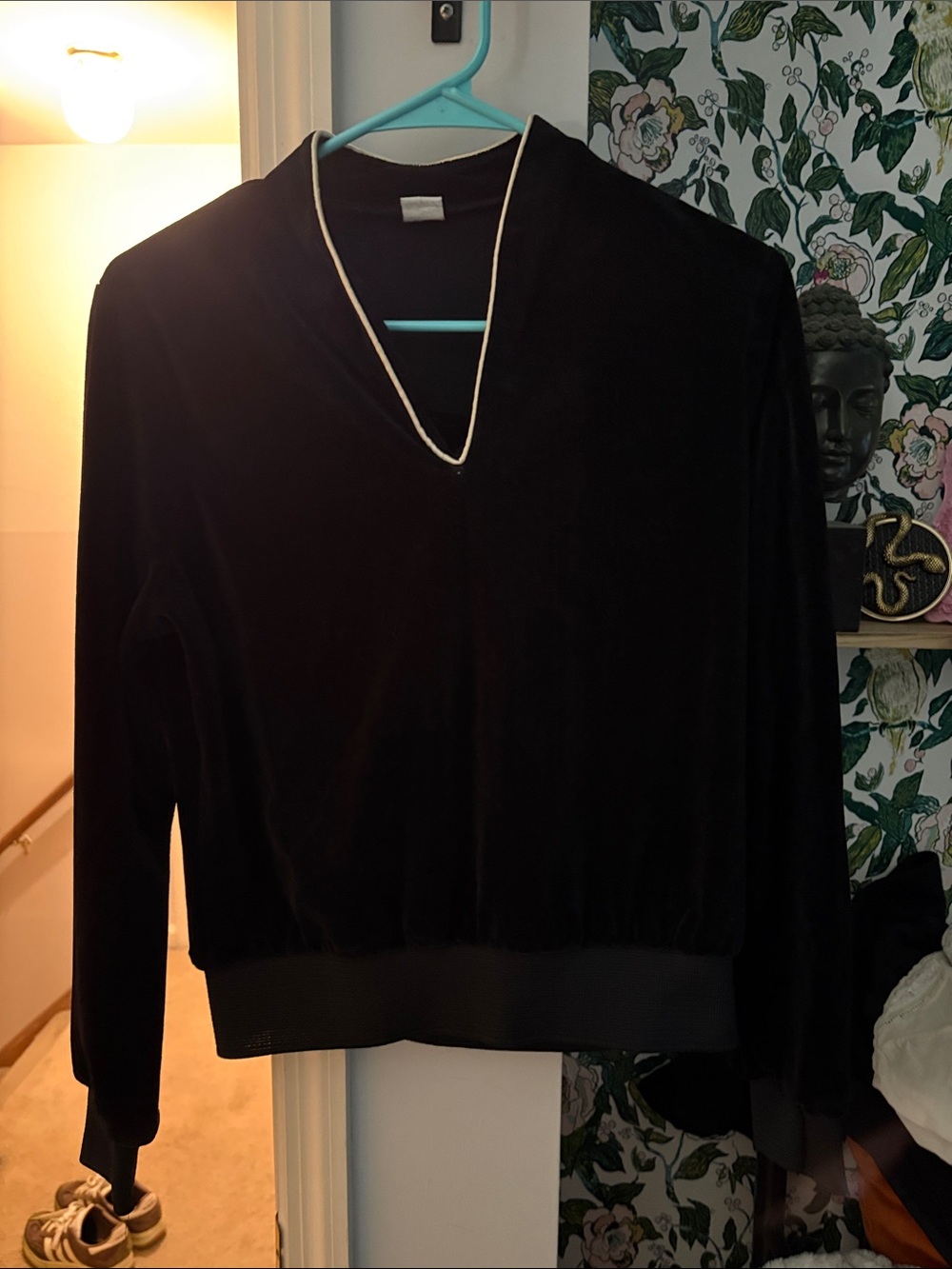 Vintage Velour Tracksuit Top with Contrast Trim